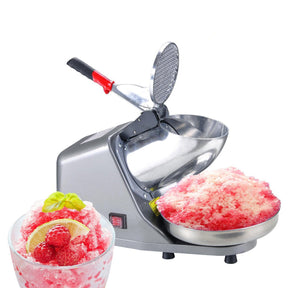 Electric 300 W ice shaver and crusher with aluminium hopper and stainless steel bowl