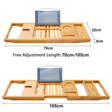 Tablet propped on the raised stand of the bamboo bath tray