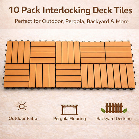 Mijas Composite Deck Tiles, 30 x 30cm, Grey, 10pcs