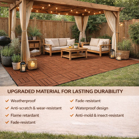 Mijas Composite Deck Tiles, 30 x 30cm, Grey, 10pcs