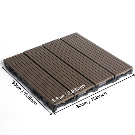 Mijas Composite Deck Tiles, 30 x 30cm, Walnut, 10pcs