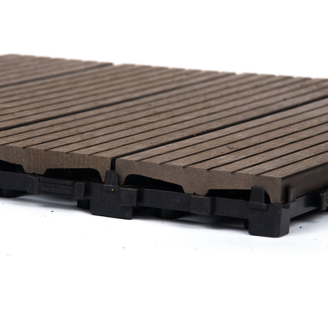 Mijas Composite Deck Tiles, 30 x 30cm, Walnut, 10pcs