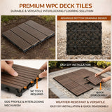 Mijas Composite Deck Tiles, 30 x 30cm, Walnut, 10pcs