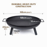 American River Steel Fire Pit, 68cm Black
