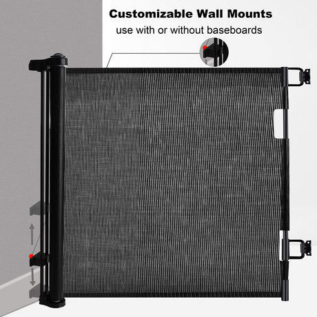Retractable Baby Safety Gate, Mesh 300cm Black
