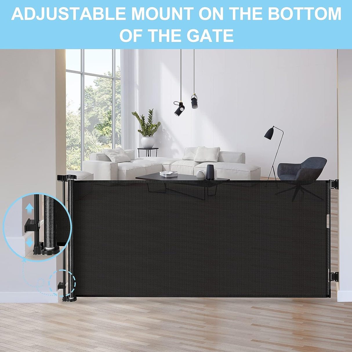 Retractable Baby Safety Gate, Mesh 300cm Black