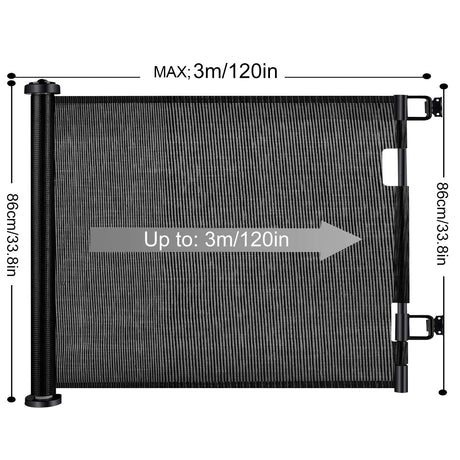 Retractable Baby Safety Gate, Mesh 300cm Black