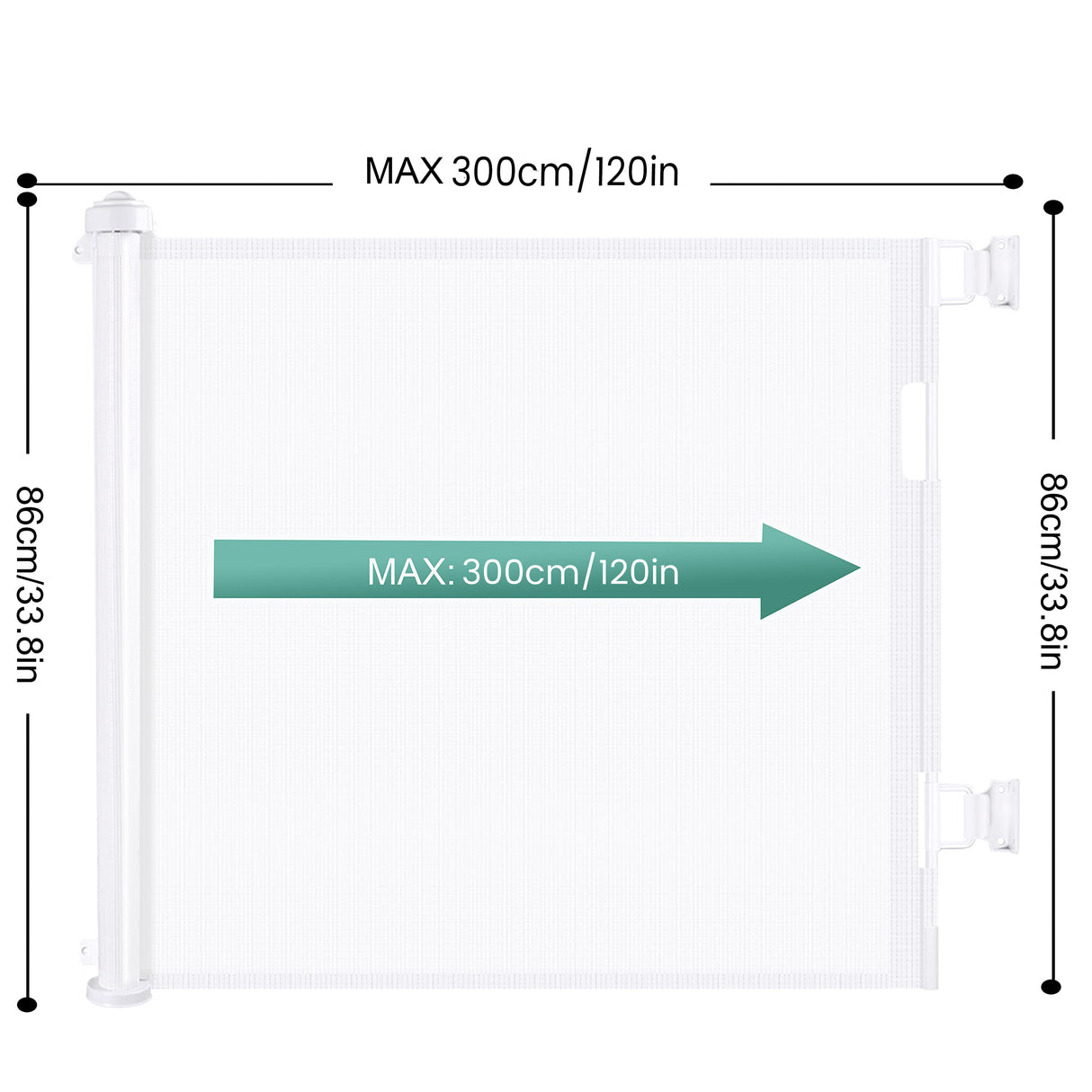 Retractable Baby Safety Gate, Mesh 300cm White