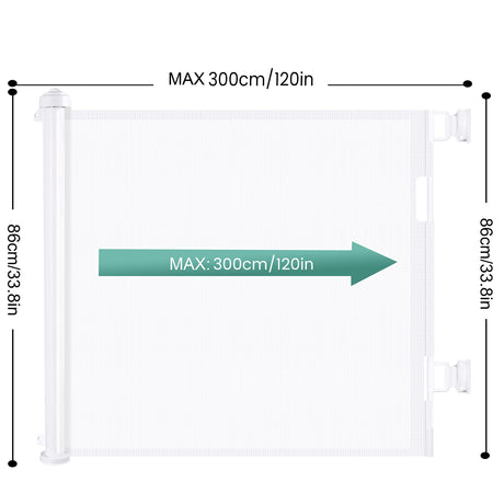 Retractable Baby Safety Gate, Mesh 300cm White