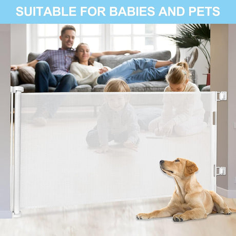 Retractable Baby Safety Gate, Mesh 300cm White