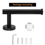 Black holder with bracket and screws laid out as supplied