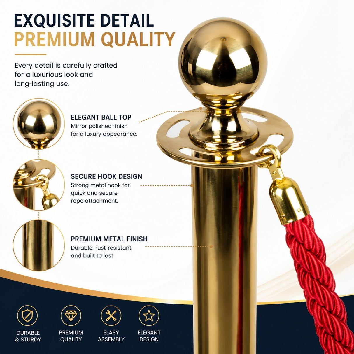 Red velvet rope with gold hook detail