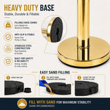 Gold stanchion base close up