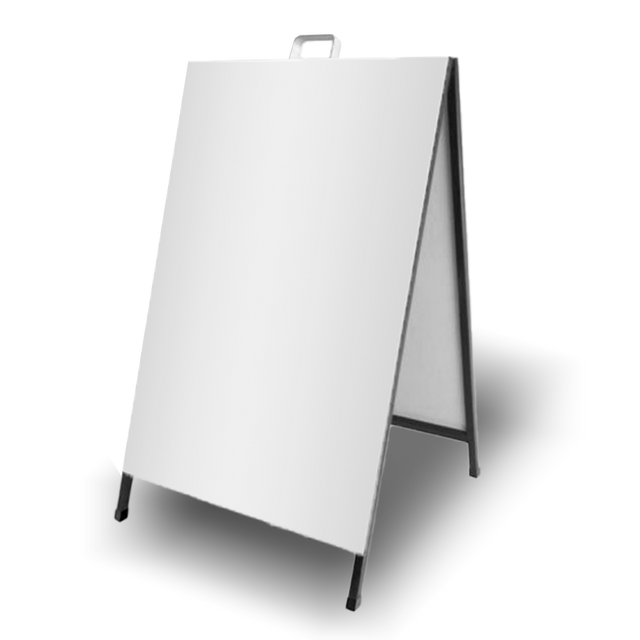 Black powder coated steel A-board sign, view 1