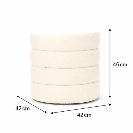 Cleo White Boucle Ottoman - Elegant & Functional