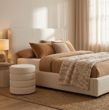 Barwon Heads Boucle Ottoman, White
