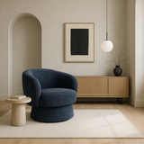 Bridalveil Swivel Armchair, Denim Blue Chenille
