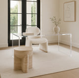 Haven Curved Boucle Armchair by Interior Ave - Sculptural White Elegance