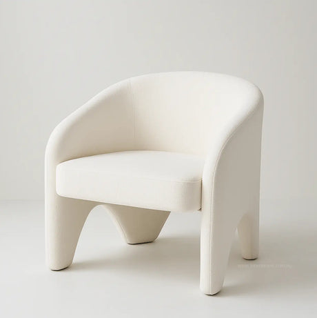 Nova Sculptural Accent Chair in White Chenille Interior Ave
