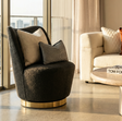 Pulpit charcoal boucle swivel armchair in a modern living room