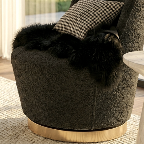 Pulpit Swivel Armchair, Charcoal Boucle