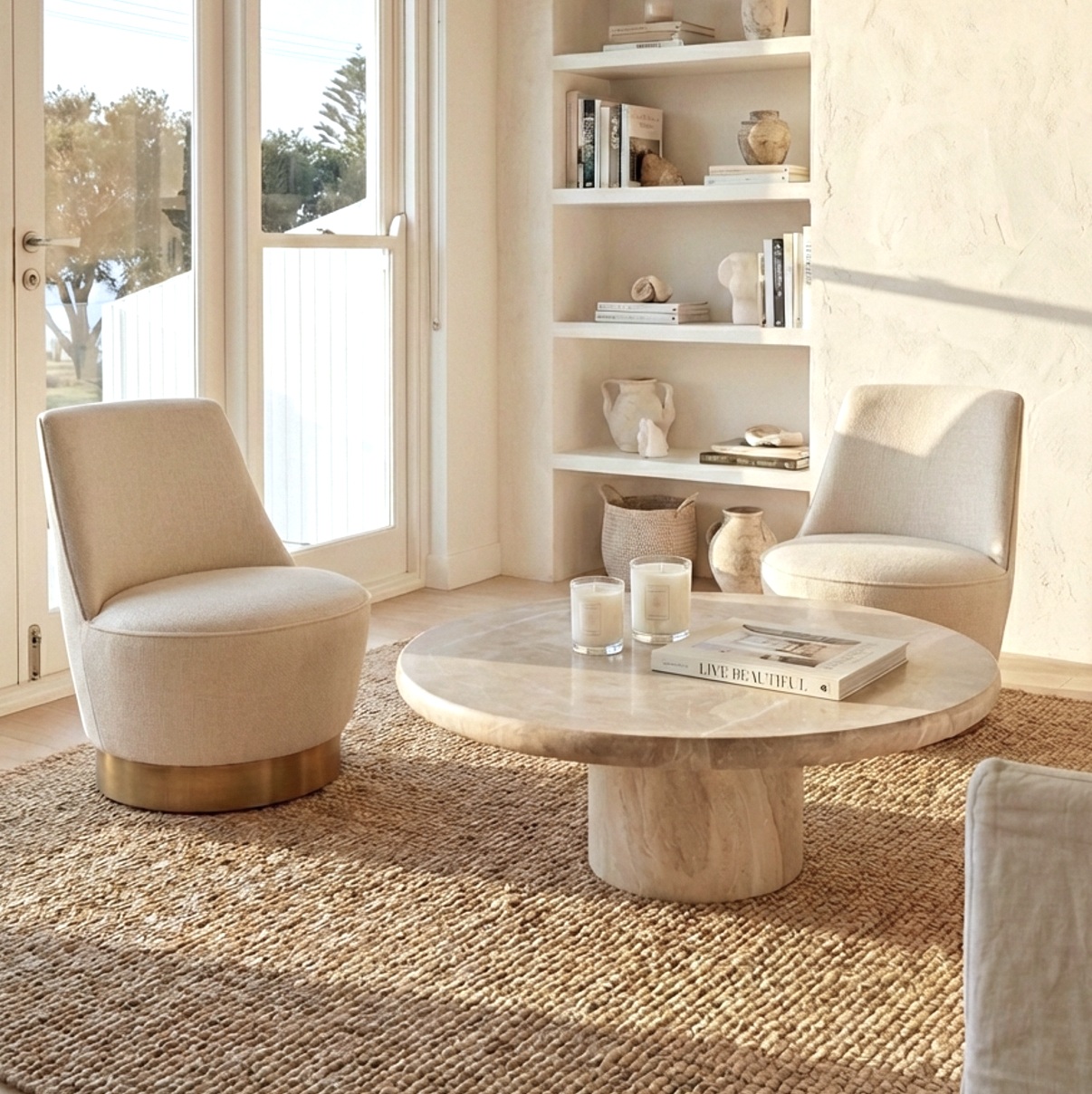 Pulpit Swivel Armchair, Vanilla Oat Tweed