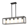 Five light industrial chandelier black iron frame
