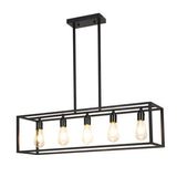 Five light industrial chandelier black iron frame