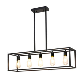 Five light industrial chandelier black iron frame