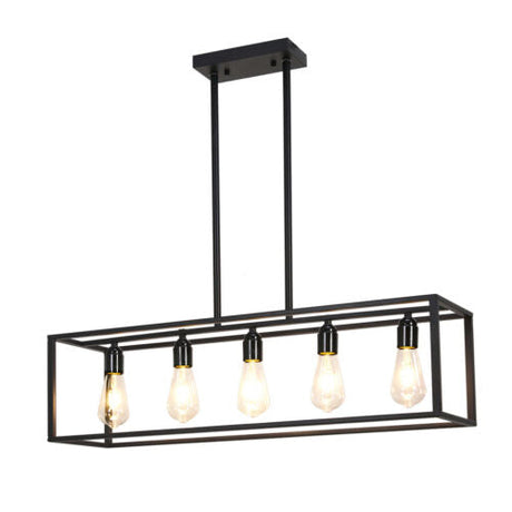 Five light industrial chandelier black iron frame