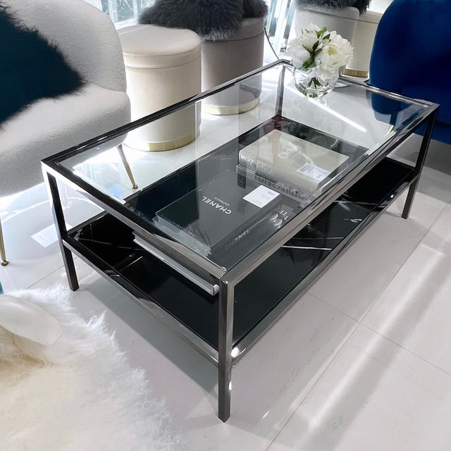Vogue Coffee Table - Black Marble & Glass