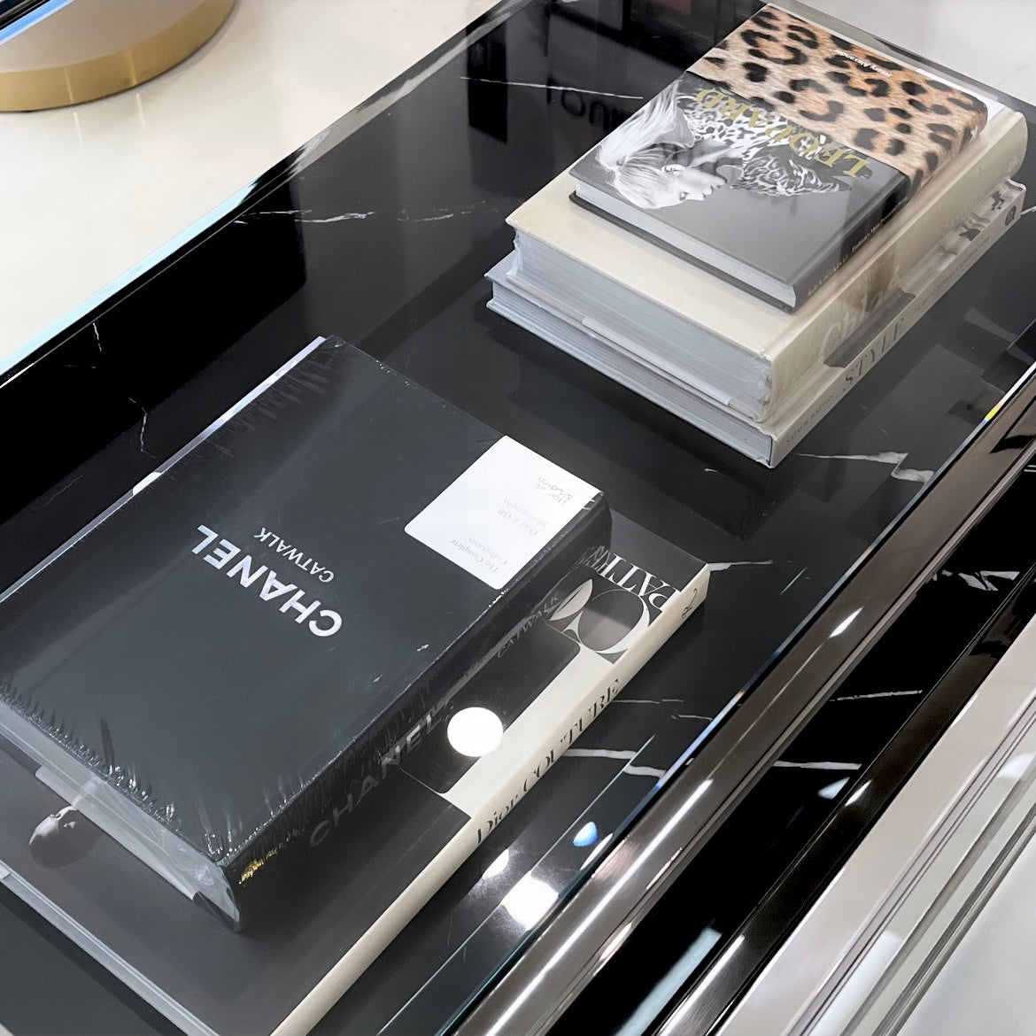 Mount Evelyn Coffee Table, Black Marble and Glass