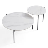 Kalorama Nesting Coffee Table 2pcs, White Marble and Black