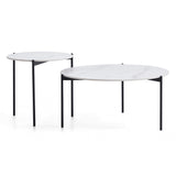 Interior Ave Bianco Nested Coffee Table Set — White Sintered Stone Marble — Allure Home Collections