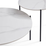 Interior Ave Bianco Nested Coffee Table Set — White Sintered Stone Marble — Allure Home Collections