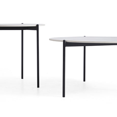 Interior Ave Bianco Nested Coffee Table Set — White Sintered Stone Marble — Allure Home Collections
