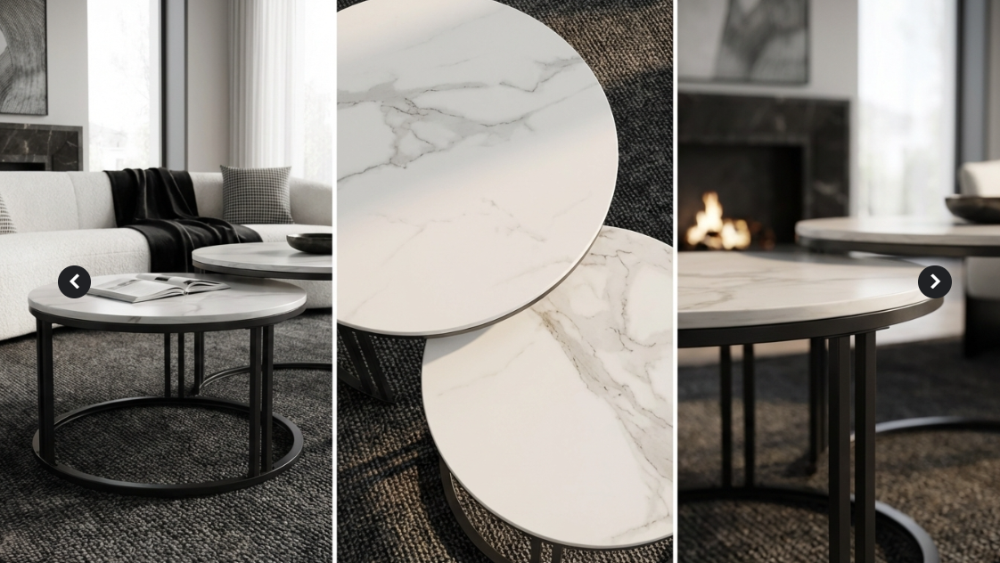 Lilydale Nesting Coffee Table 2pcs, White Marble and Black