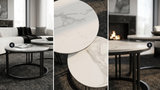 Lilydale Nesting Coffee Table 2pcs, White Marble and Black
