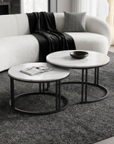 Lilydale Nesting Coffee Table 2pcs, White Marble and Black