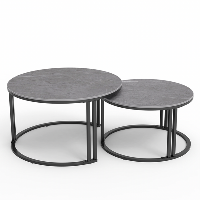 Interior Ave Premier Nested Coffee Table Set — Sintered Stone with Metal Frame — Allure Home Collections