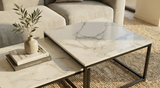 Mooroolbark Nesting Coffee Table 2pcs, White Marble and Black