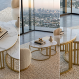 Warrandyte Nesting Coffee Table 2pcs, White Marble and Gold