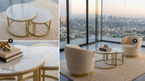 Warrandyte Nesting Coffee Table 2pcs, White Marble and Gold