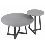 Interior Ave Broadway Two-Tier Coffee Table Set — Stone Grey Sintered Marble — Allure Home Collections