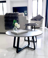 Interior Ave Broadway Two-Tier Coffee Table Set — Stone Grey Sintered Marble — Allure Home Collections