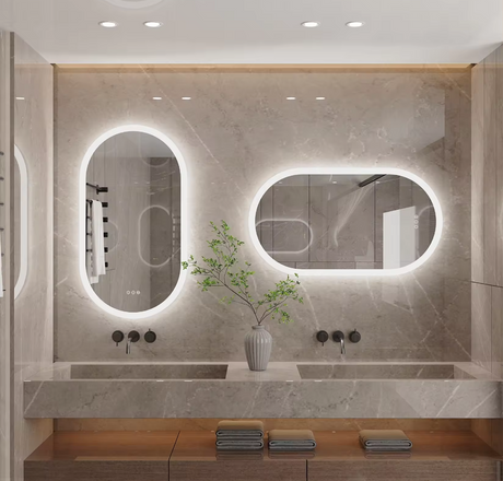 Interior Ave - LED Oval Frameless Salon / Bathroom Wall Mirror - 50 x 80cm