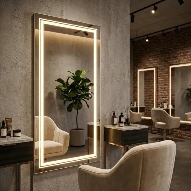 Interior Ave - LED Rectangle Frameless Salon / Bathroom Wall Mirror - 100 x 60cm