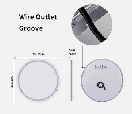 Interior Ave - LED Round Frameless Salon / Bathroom Wall Mirror - 90cm