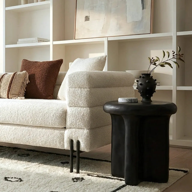 Camilla Stone Side Table, Black, view 2