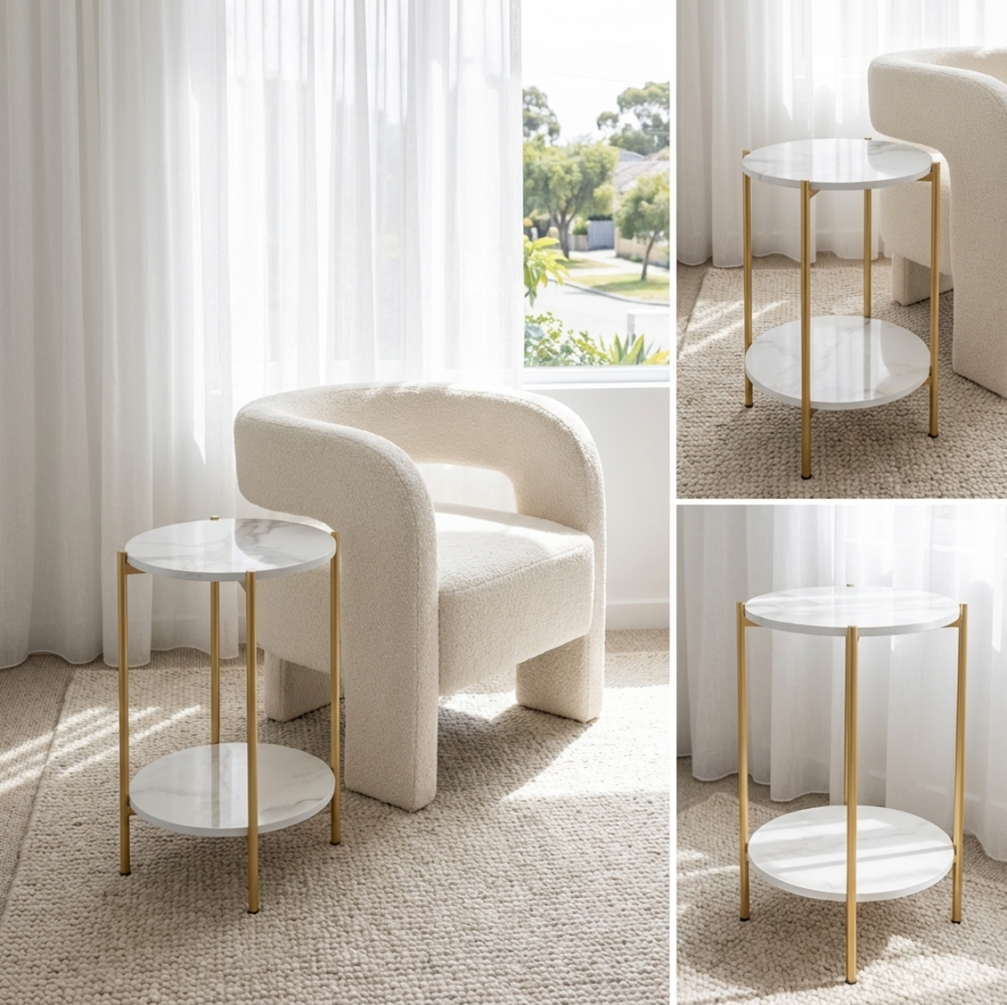 Terrigal Gold Marble Side Table